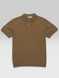 BEIGE COTTON KNIT POLO SHIRT