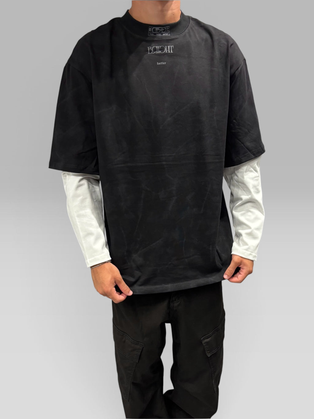 Long Sleeve Washed Nera e Bianca