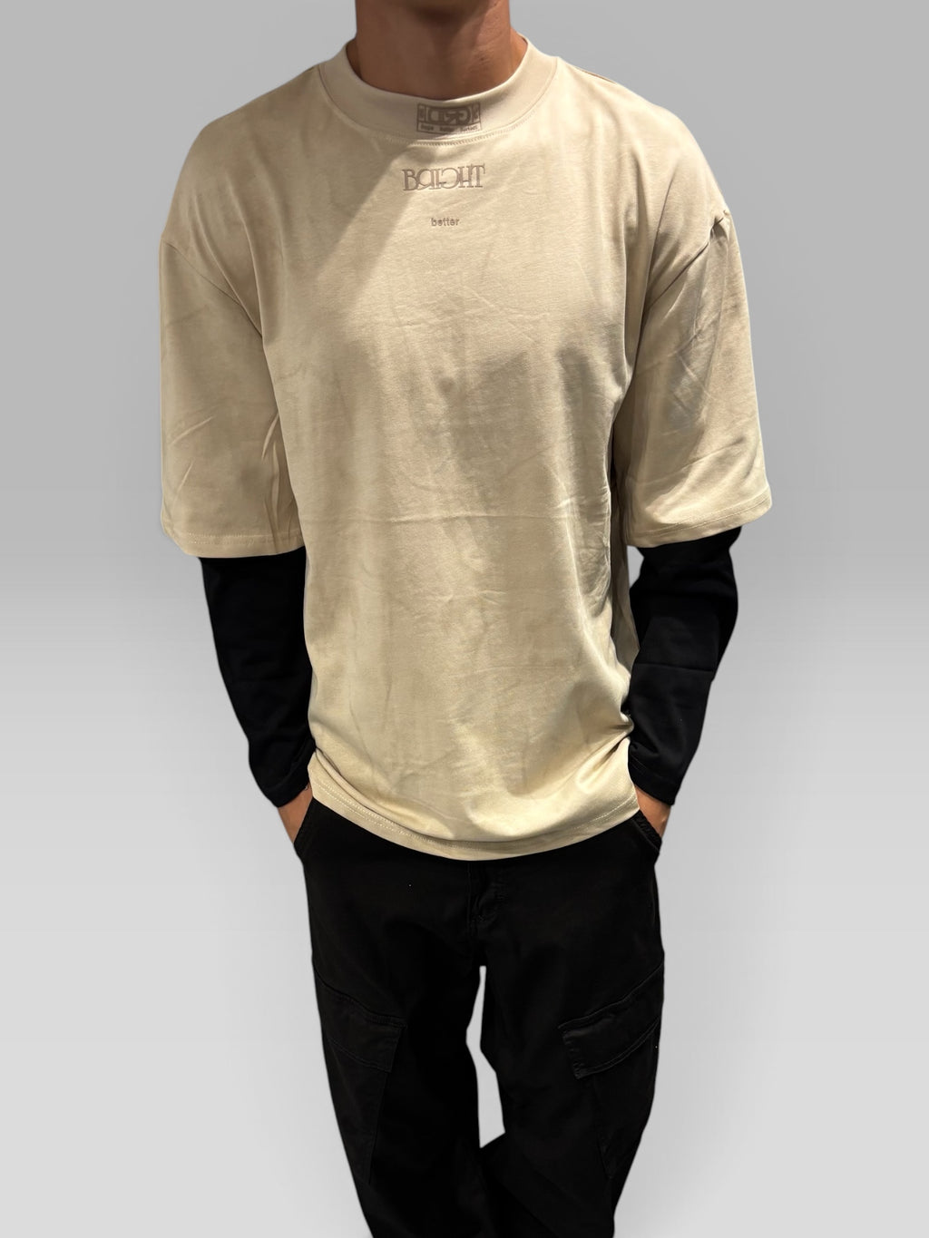 Long Sleeve Washed Beige e Nera