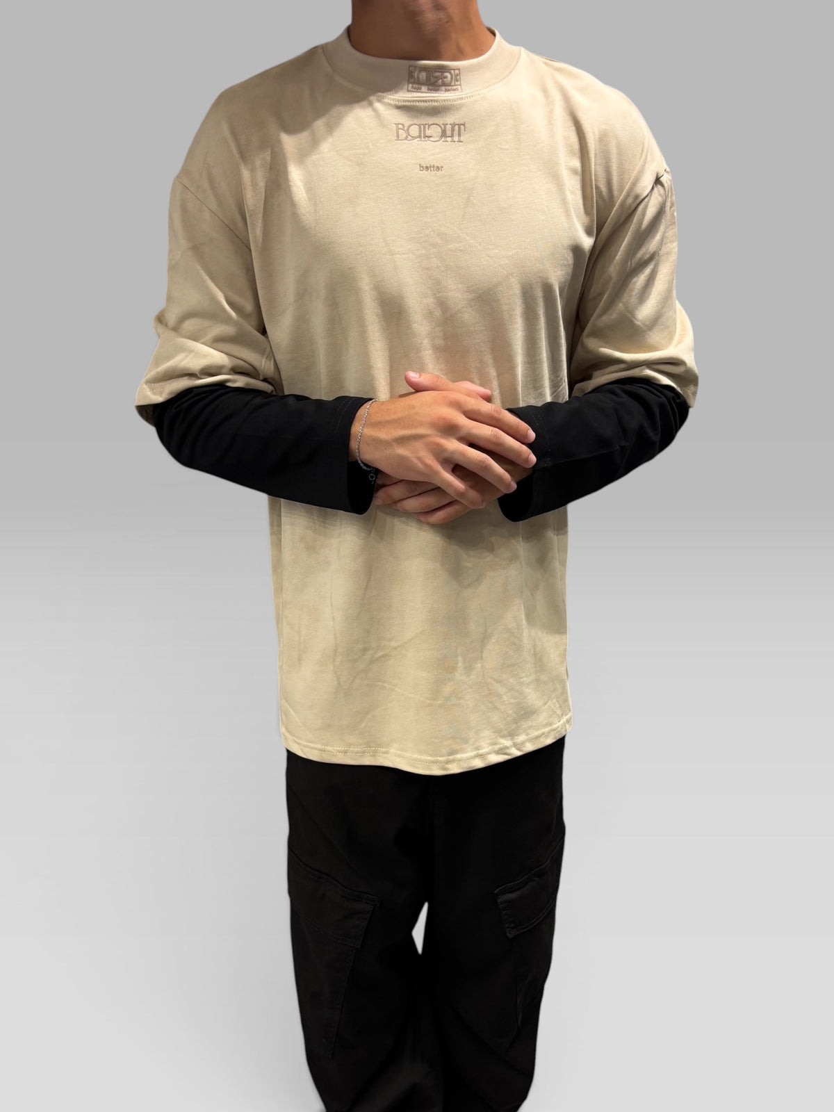 Long Sleeve Washed Beige e Nera