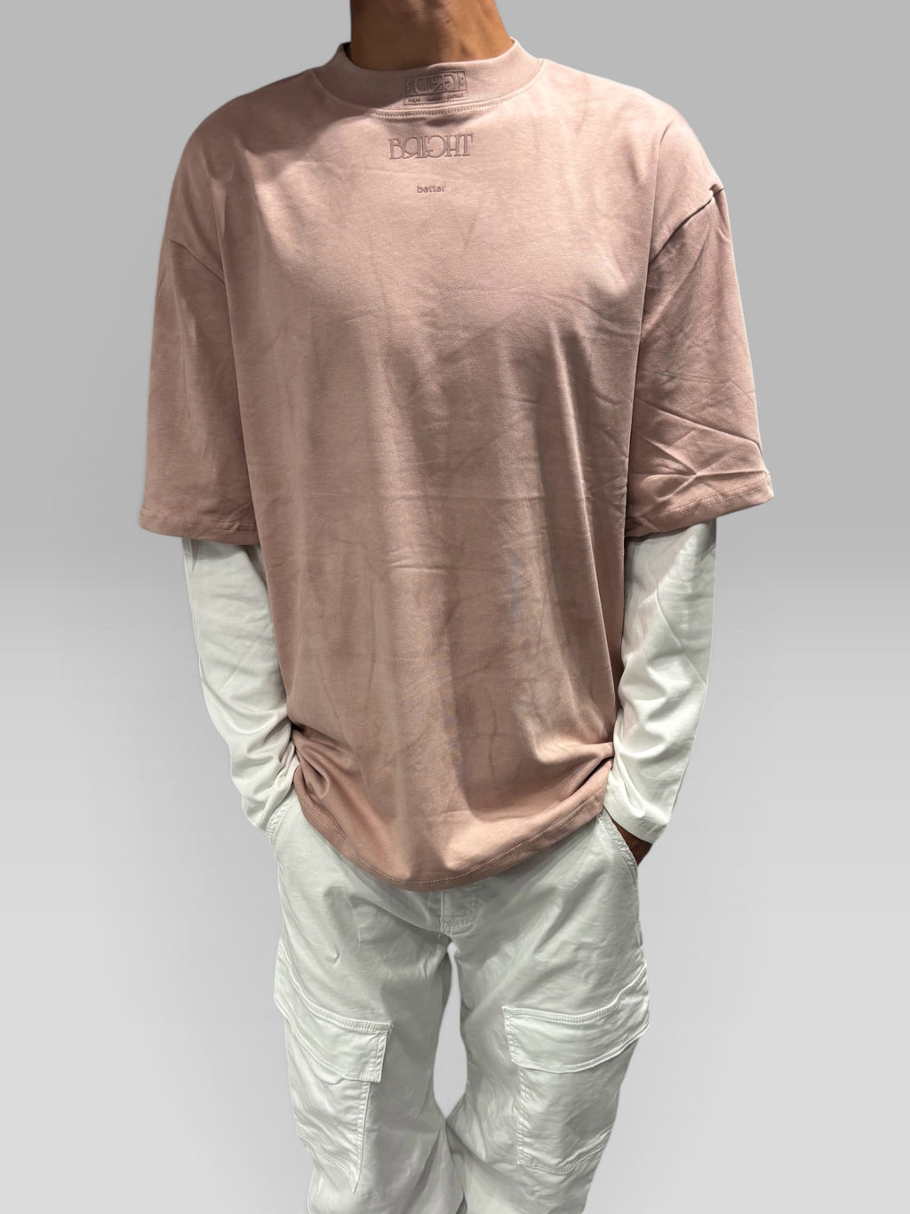 Long Sleeve Washed Rosa e Bianca