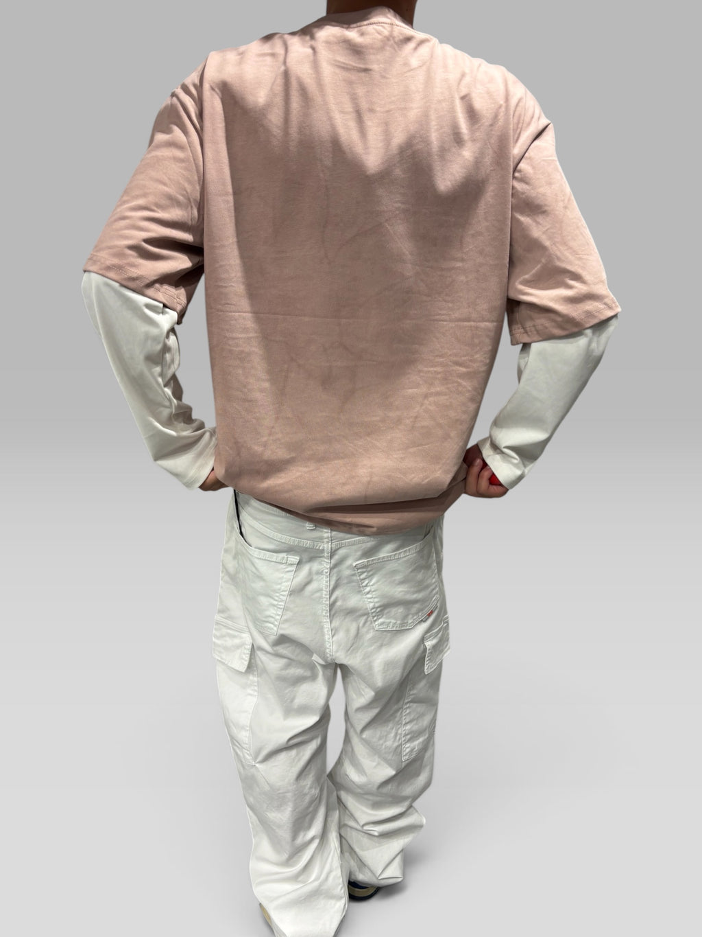 Long Sleeve Washed Rosa e Bianca