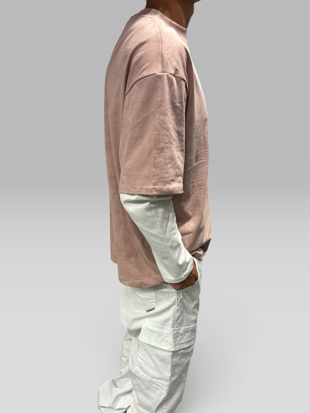 Long Sleeve Washed Rosa e Bianca