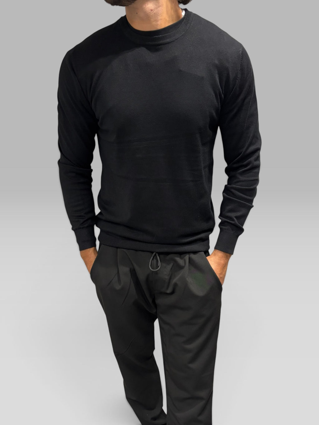 Maglione Girocollo Leggero Nero