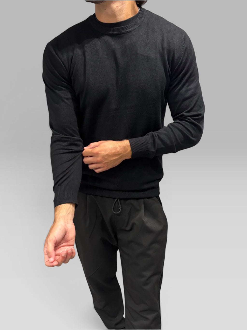 Maglione Girocollo Leggero Nero