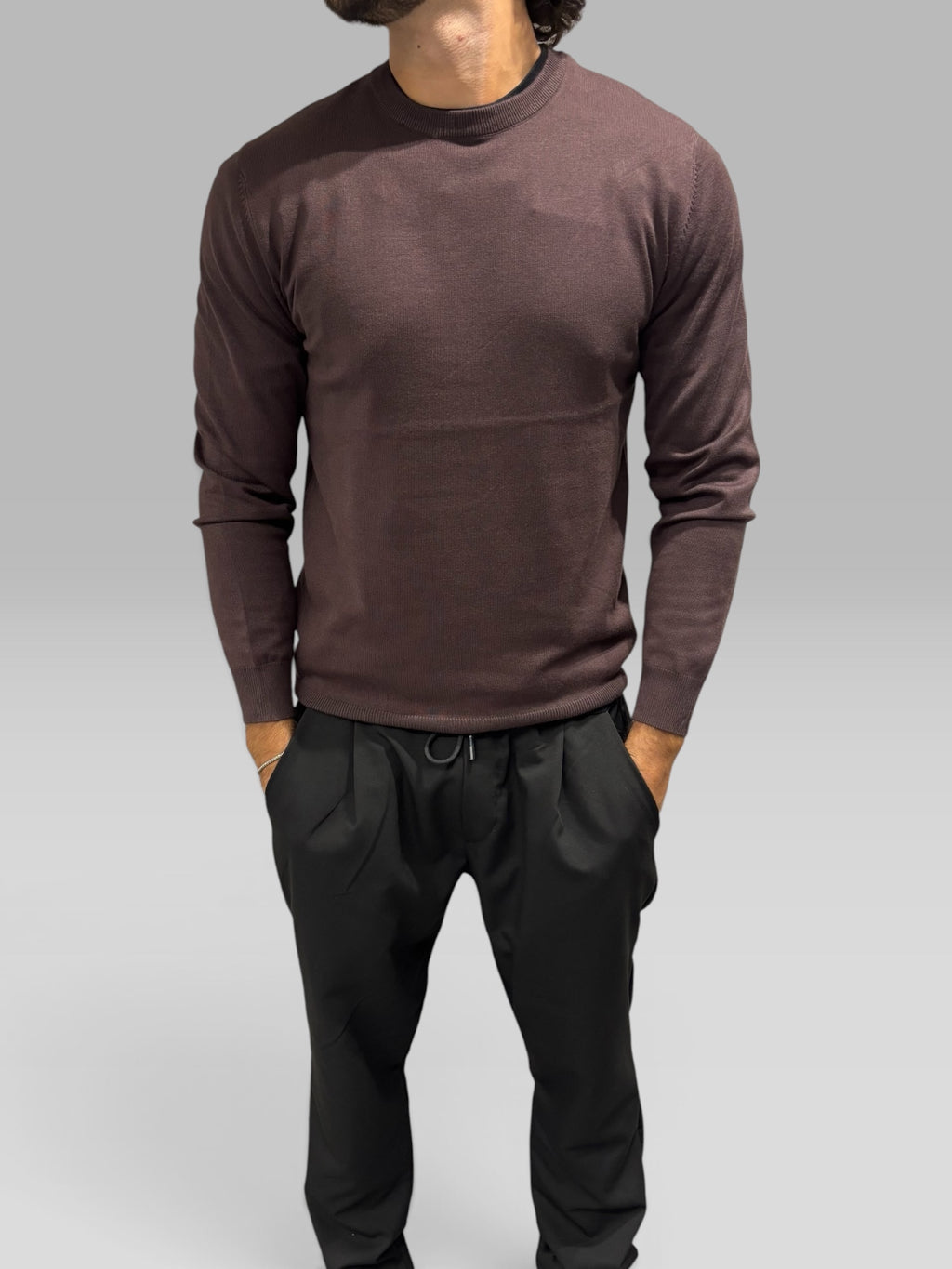 Maglione Girocollo Leggero Caffè
