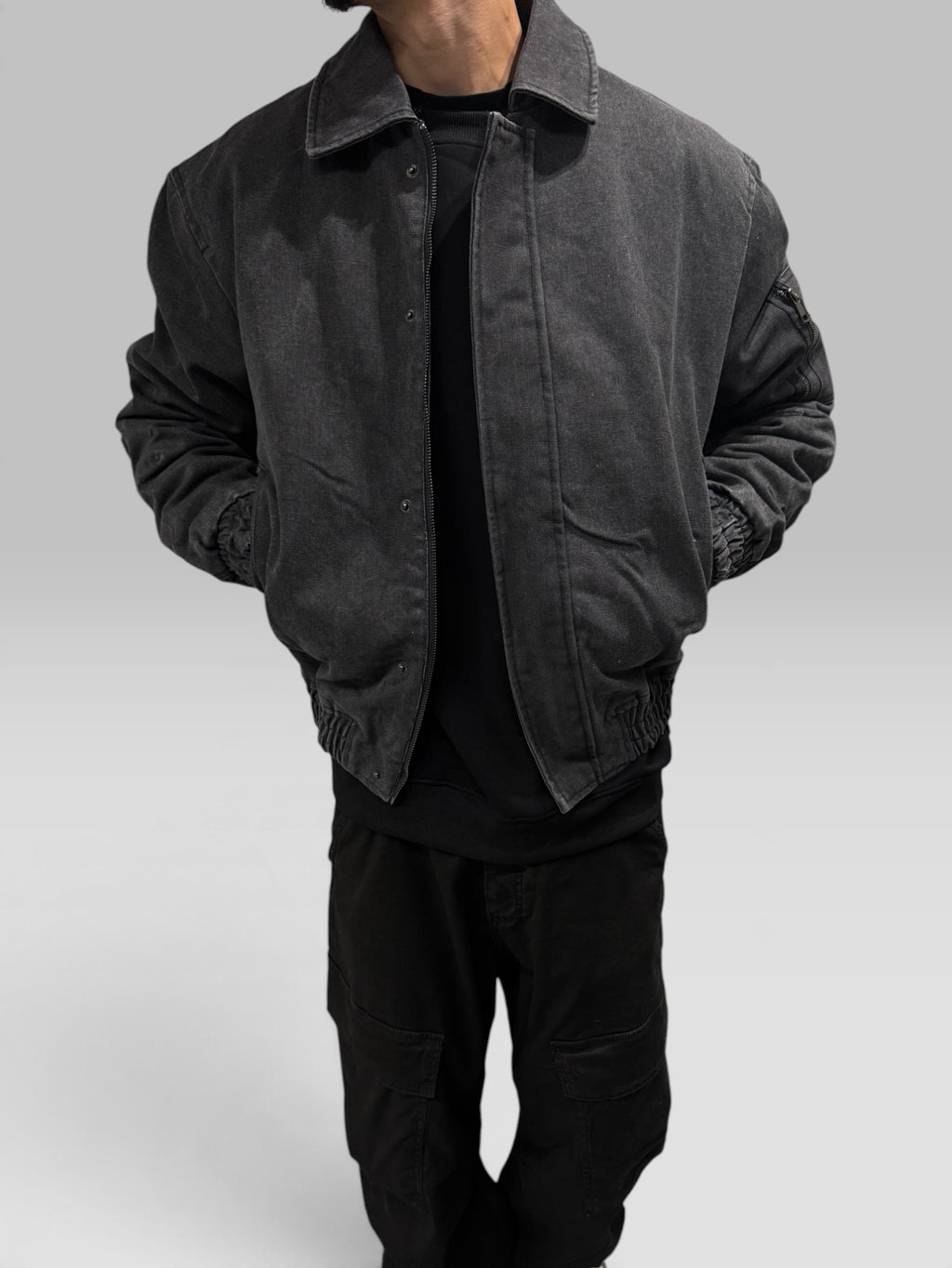 Bomber Washed Grigio Scuro