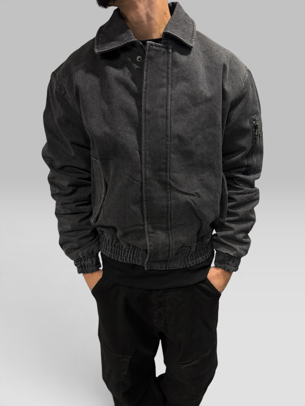 Bomber Washed Grigio Scuro