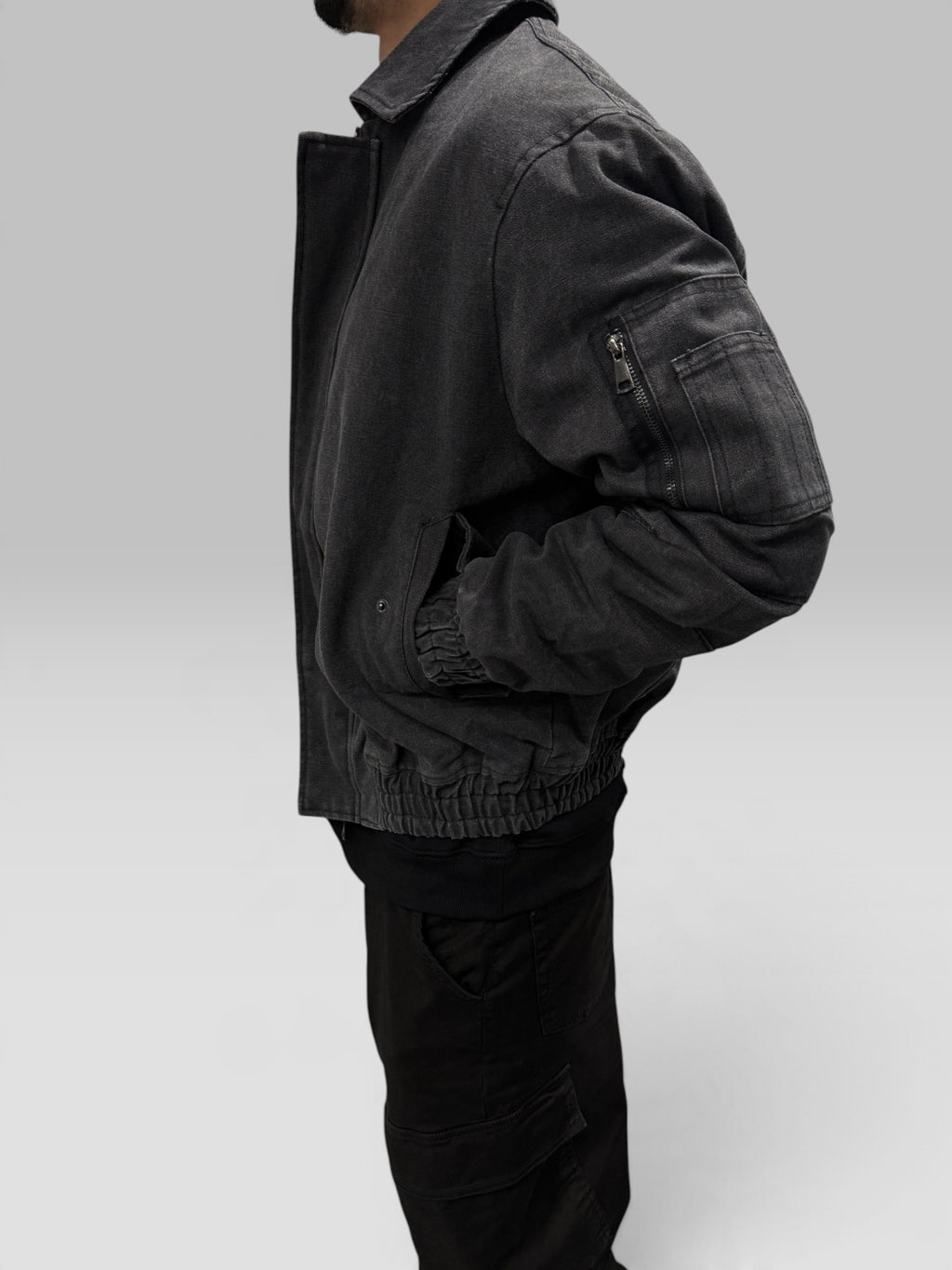 Bomber Washed Grigio Scuro