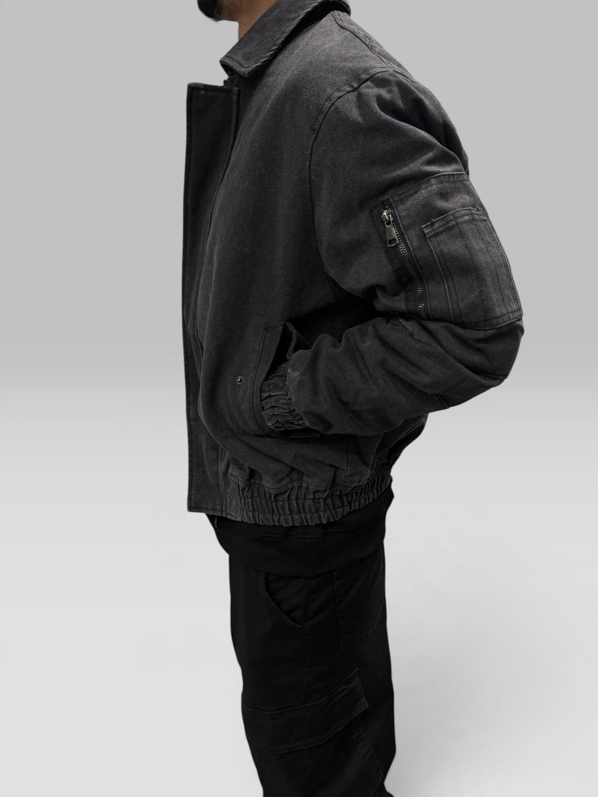 Bomber Washed Grigio Scuro