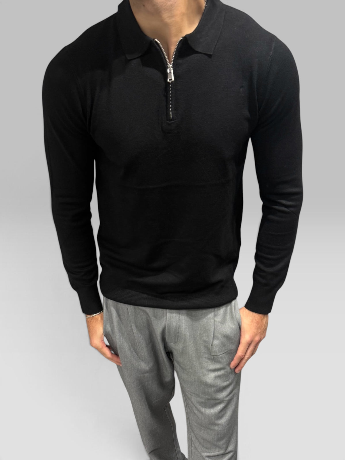 Polo Quarter Zip Nera