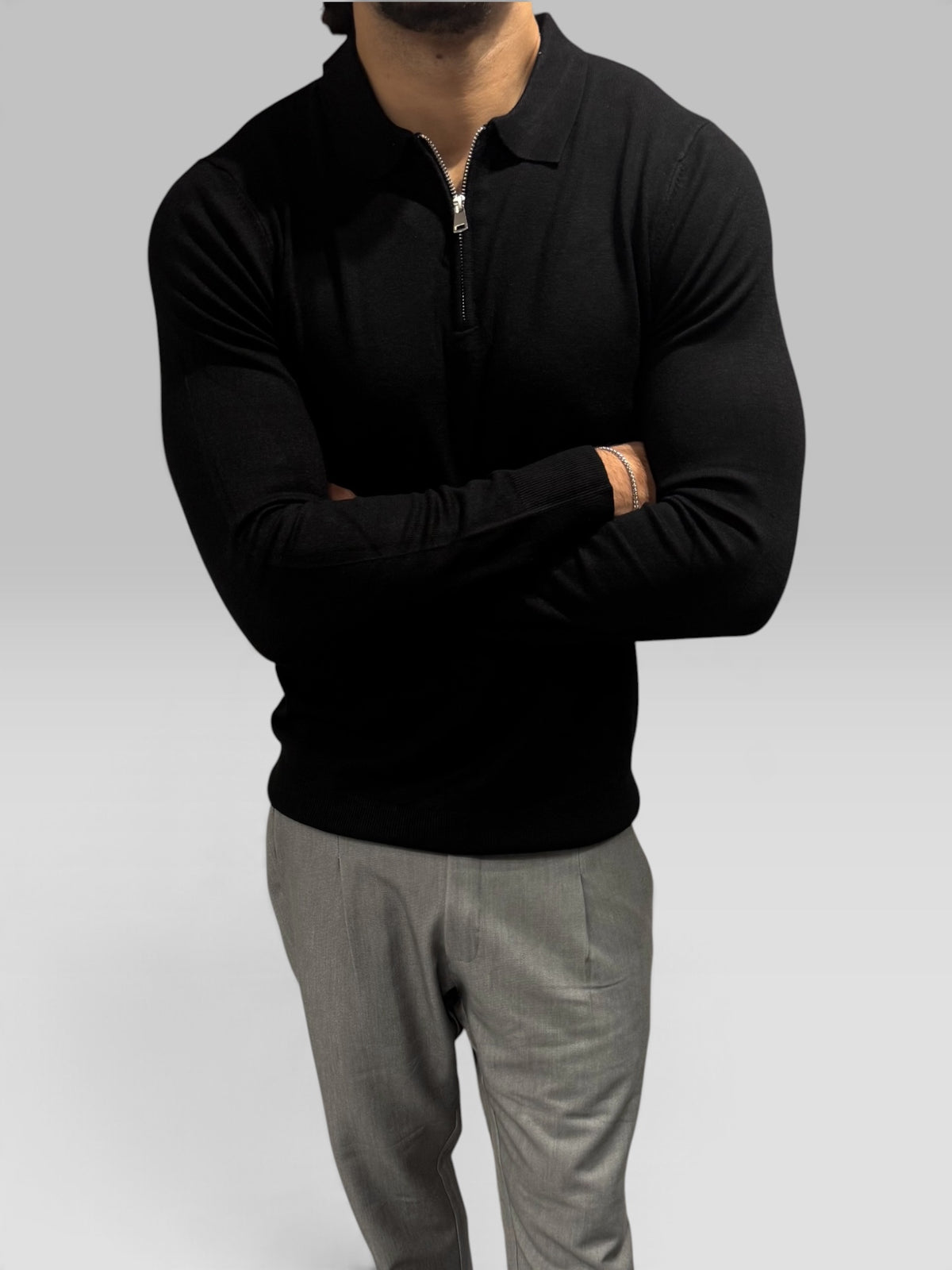 Polo Quarter Zip Nera